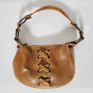 Limited Too Vintage Y2K Faux Leather Mini Bag Purse Brown Tan 00s